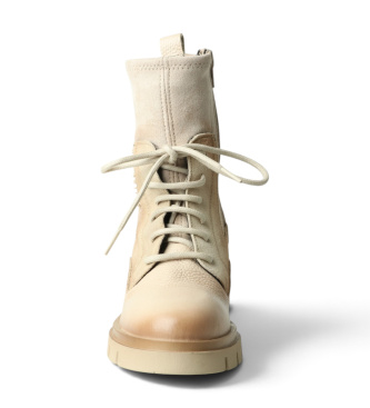 Hispanitas Zurich Rock White Cream Leather Ankle Boots
