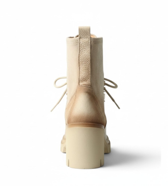 Hispanitas Zurich Rock White Cream Leather Ankle Boots