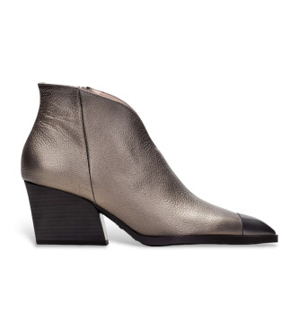 Hispanitas Silver leather round toe ankle boots