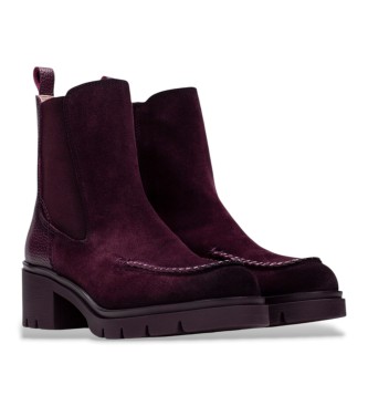Hispanitas Botins de pele Chicago bordô