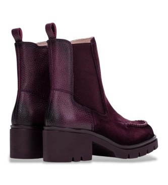 Hispanitas Botins de pele Chicago bordô