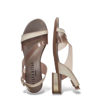 Hispanitas Beige Cervo Leather Sandals