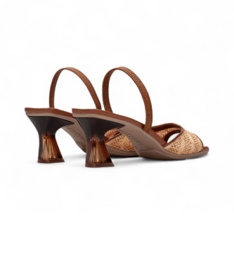 Hispanitas Rjavi usnjeni sandali Creta -Višina pete 6,5 cm