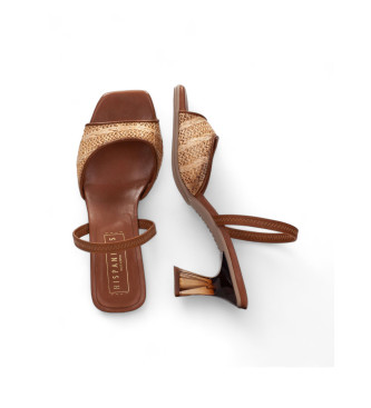 Hispanitas Creta brown leather sandals -Height heel 6.5cm