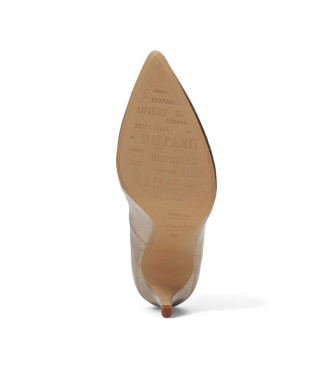 Hispanitas Zapatos de piel Menorca Antico dorado -Altura tacn 9cm-