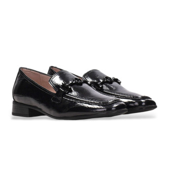 Hispanitas Black leather loafers with H trim