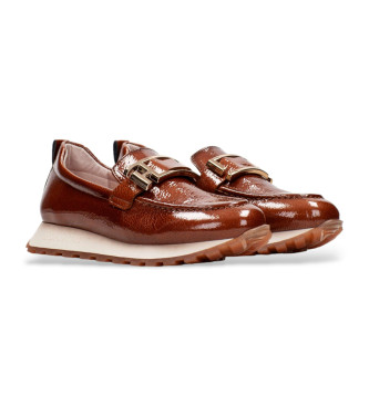 Hispanitas Braune Freizeit-Loafer aus Leder