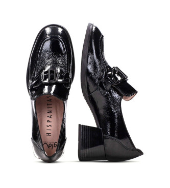 Hispanitas Charlize black leather loafers -Heel height 4.5cm