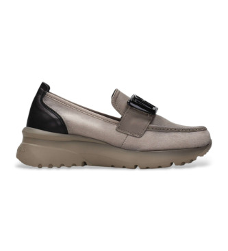 Hispanitas Mocassins en cuir gris de style sportif