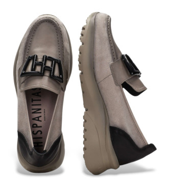 Hispanitas Grijze leren loafers in sportstijl