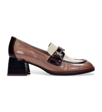 Hispanitas Brune lderloafers med spndelukning p overdelen