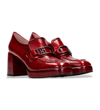 Hispanitas Red buckle leather loafers