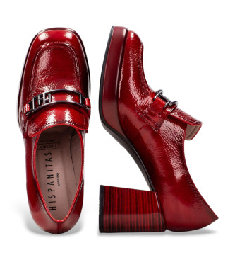 Hispanitas Red buckle leather loafers