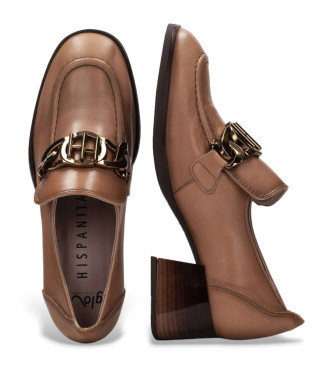 Hispanitas Nudebrune loafers i lder