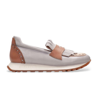 Hispanitas Mocassins en cuir velours gris, marron