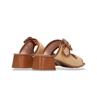Hispanitas Brune raffia-sandaler