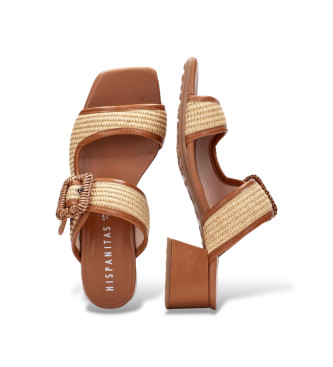 Hispanitas Brune raffia-sandaler