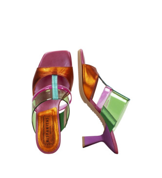 Hispanitas Danielle Multi-Metal sandlias de couro multicoloridas -Altura do salto 6,5cm