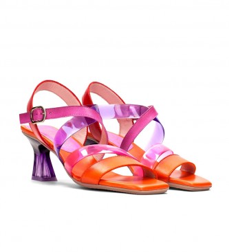 Hispanitas Greta leather sandals lilac, orange -Heel height 6cm