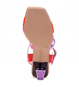 Hispanitas Greta leather sandals lilac, orange -Heel height 6cm
