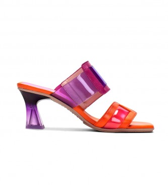 Hispanitas Leren sandalen Greta Vinyl lila, oranje -Helphoogte 6cm