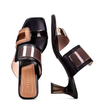 Hispanitas Greta Vinyl sandaler i lder svart -Hg klack 6cm