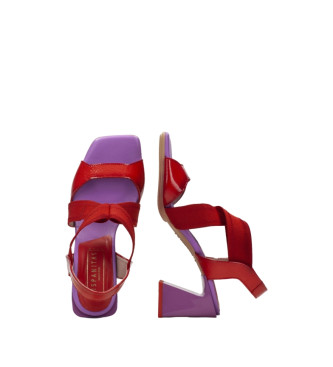 Hispanitas Rdeči usnjeni sandali Mallorca -Višina pete 6,5 cm- -Višina 6,5 cm- 