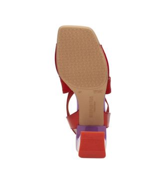 Hispanitas Mallorca red leather sandals -Heel height 6.5cm- -Height 6.5cm- 