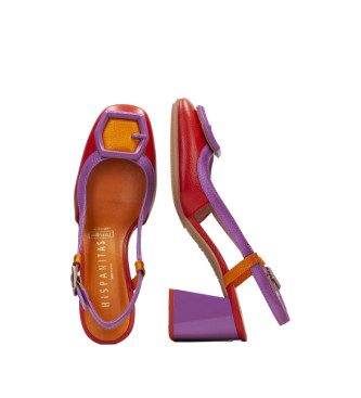 Hispanitas Večbarvni usnjeni sandali Malta -Višina pete 6,5 cm