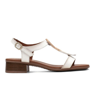 Hispanitas Lara flat leather sandals white