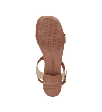 Hispanitas Flat leather sandals Lara golden