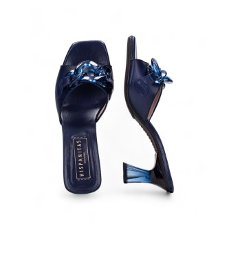 Hispanitas Soho blue leather sandals -Heel height 6.5cm