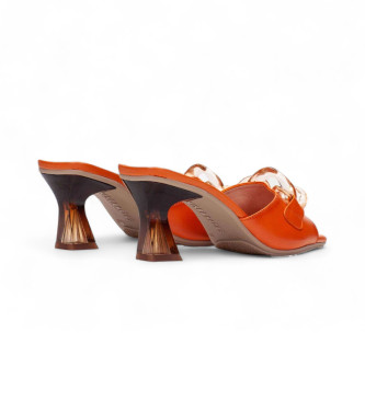Hispanitas Soho Sandalen aus orangefarbenem Leder -Hhe Absatz 6,5cm