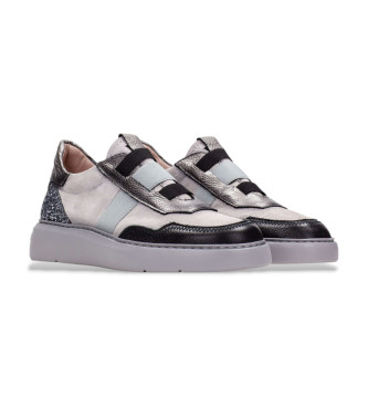 Hispanitas Baskets en cuir gris paillet