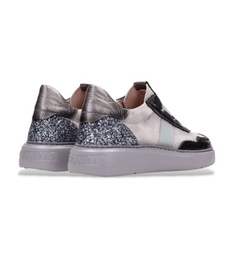 Hispanitas Baskets en cuir gris paillet
