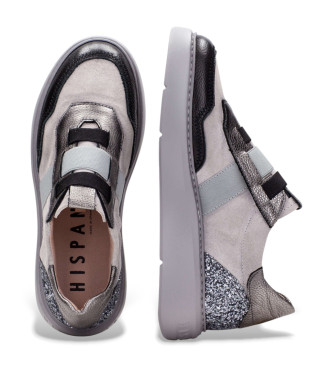 Hispanitas Baskets en cuir gris paillet