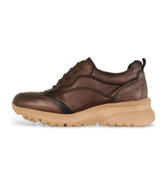 Hispanitas Sneakers in pelle con logo laterale color bronzo