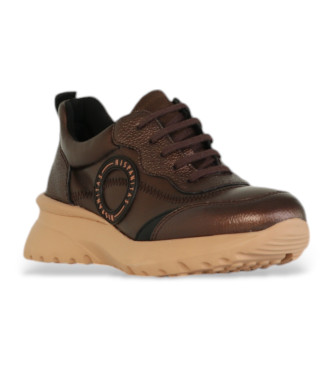 Hispanitas Sneakers in pelle con logo laterale color bronzo