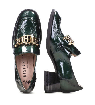 Hispanitas Zielone skórzane buty Charlize - Wysokość obcasa 4,5 cm