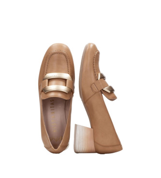 Hispanitas Chaussures en cuir marron dsert - Hauteur du talon 4,5 cm