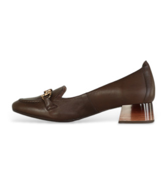 Hispanitas Chaussures en cuir marron de type mocassin