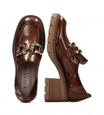 Hispanitas Chaussures Everest en cuir marron - Hauteur du talon 6,5 cm