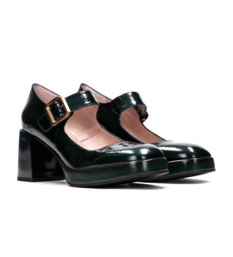 Hispanitas Mary Jane Tokio zeleni usnjeni čevlji -Višina 7cm- -Višina 7cm- 