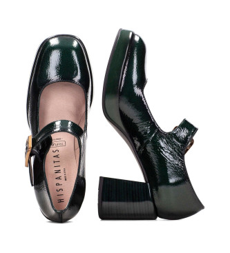 Hispanitas Zapatos de piel Mary Jane Tokio verde -Altura tacn 7cm- 