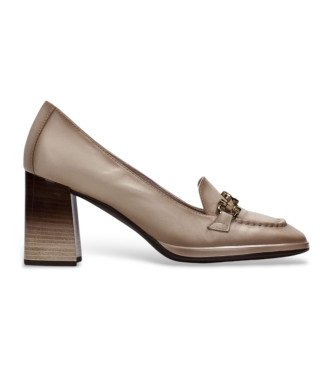 Hispanitas Chaussures en cuir beige  bout carr