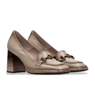 Hispanitas Chaussures en cuir beige  bout carr