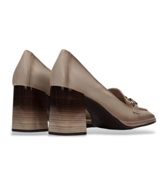 Hispanitas Chaussures en cuir beige  bout carr