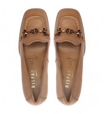 Hispanitas Brown square toe leather shoes