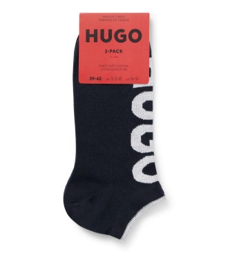 HUGO Pack 2 Paire de chaussettes de cheville bleu marine