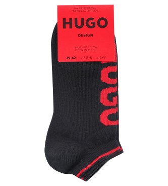 HUGO Pack 2 Pares de Calcetines Tobilleros Algodn  negro